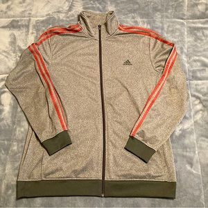 Adidas mens 3 stripe track jacket euc size xl grey burgundy zip closure